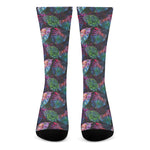 Colorful Tropical Leaves Pattern Print Crew Socks
