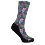 Colorful Tropical Leaves Pattern Print Crew Socks