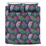 Colorful Tropical Leaves Pattern Print Duvet Cover Bedding Set