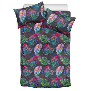 Colorful Tropical Leaves Pattern Print Duvet Cover Bedding Set