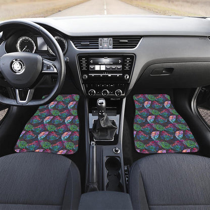 Colorful Tropical Leaves Pattern Print Front and Back Car Floor Mats