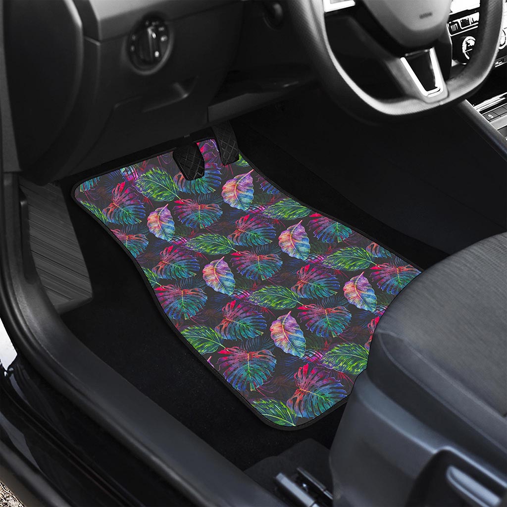 Colorful Tropical Leaves Pattern Print Front Car Floor Mats