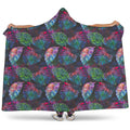 Colorful Tropical Leaves Pattern Print Hooded Blanket