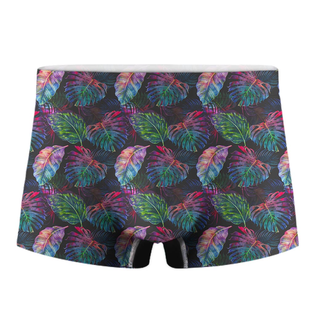 Colorful Tropical Leaves Pattern Print Men's Boxer Briefs