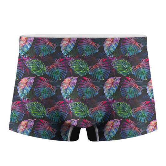 Colorful Tropical Leaves Pattern Print Men's Boxer Briefs