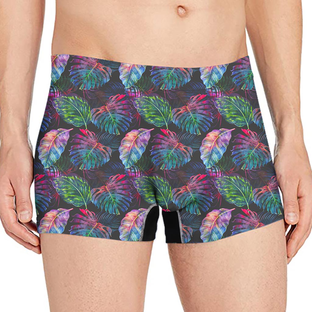 Colorful Tropical Leaves Pattern Print Men's Boxer Briefs