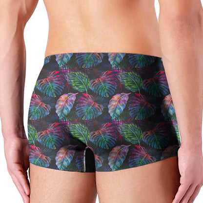 Colorful Tropical Leaves Pattern Print Men's Boxer Briefs