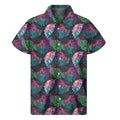Colorful Tropical Leaves Pattern Print Men's Short Sleeve Shirt