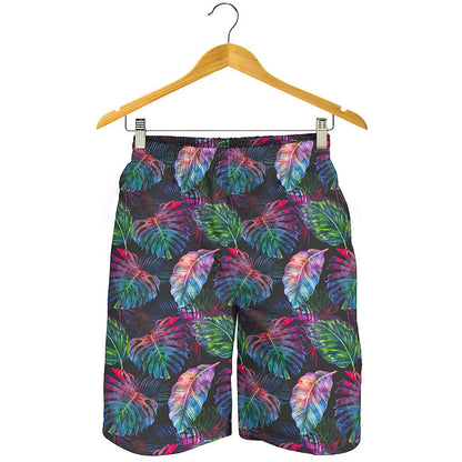 Colorful Tropical Leaves Pattern Print Men's Shorts