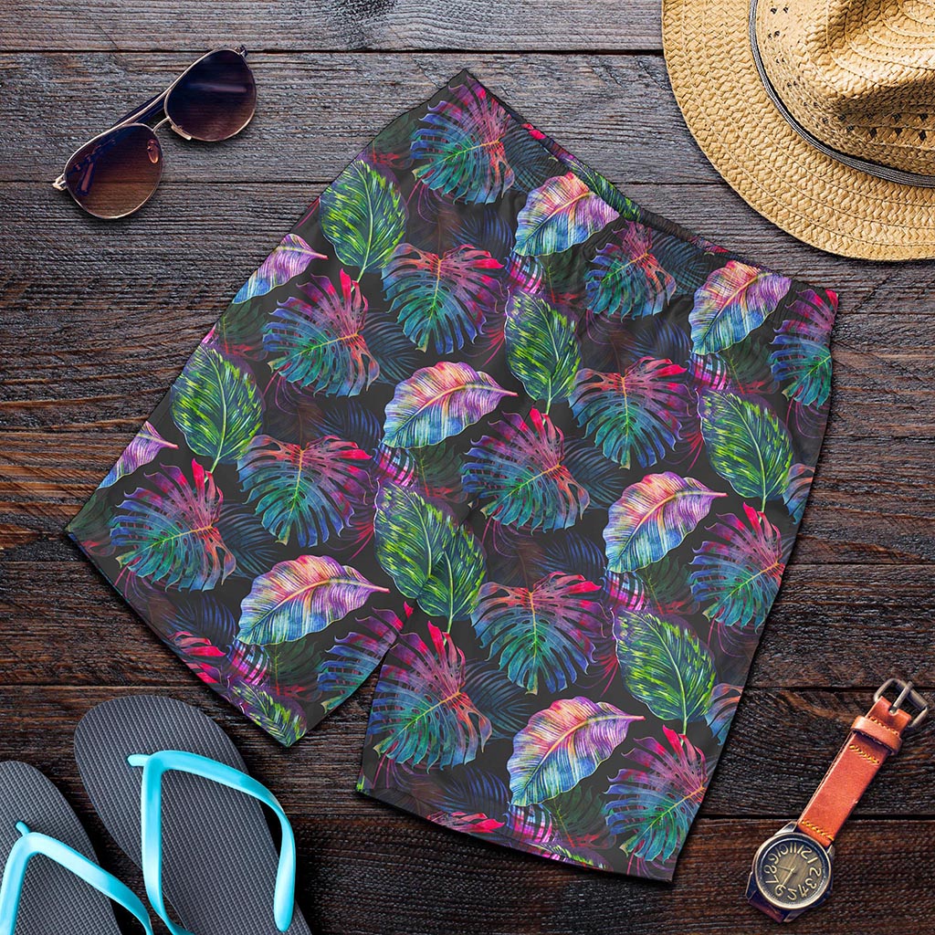 Colorful Tropical Leaves Pattern Print Men's Shorts