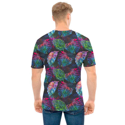 Colorful Tropical Leaves Pattern Print Men's T-Shirt