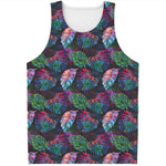 Colorful Tropical Leaves Pattern Print Men's Tank Top