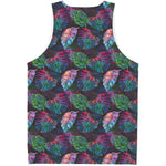 Colorful Tropical Leaves Pattern Print Men's Tank Top