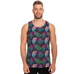 Colorful Tropical Leaves Pattern Print Men's Tank Top