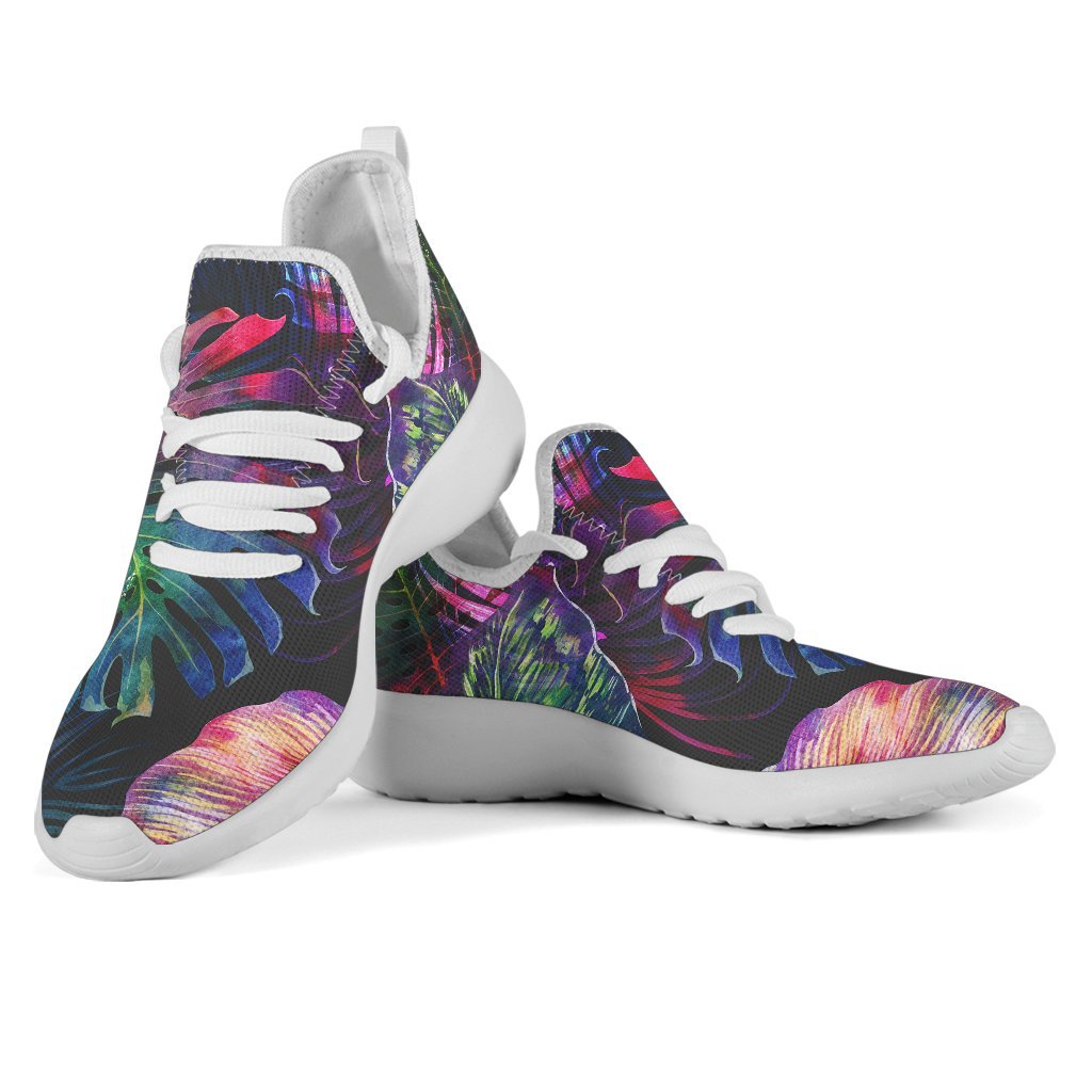 Colorful Tropical Leaves Pattern Print Mesh Knit Shoes GearFrost