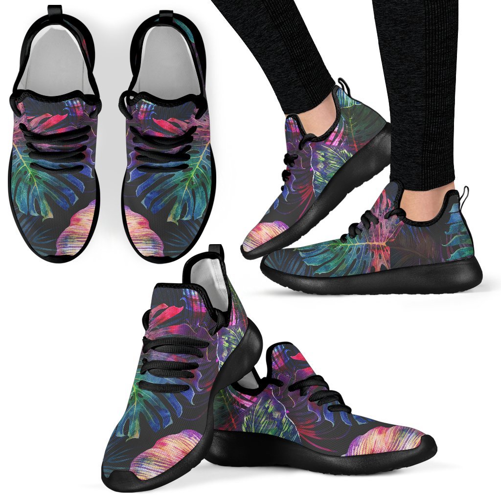 Colorful Tropical Leaves Pattern Print Mesh Knit Shoes GearFrost