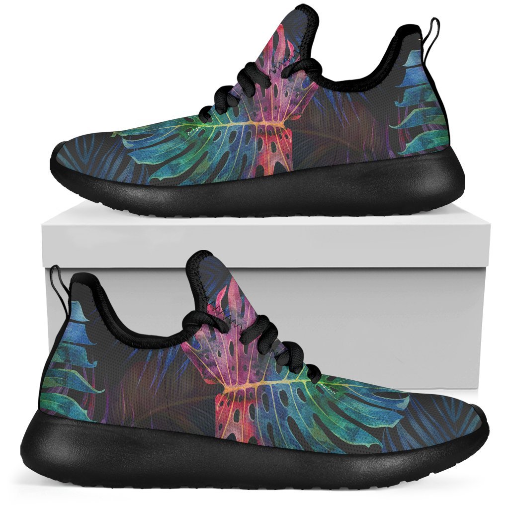 Colorful Tropical Leaves Pattern Print Mesh Knit Shoes GearFrost