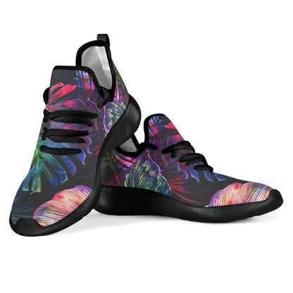 Colorful Tropical Leaves Pattern Print Mesh Knit Shoes GearFrost