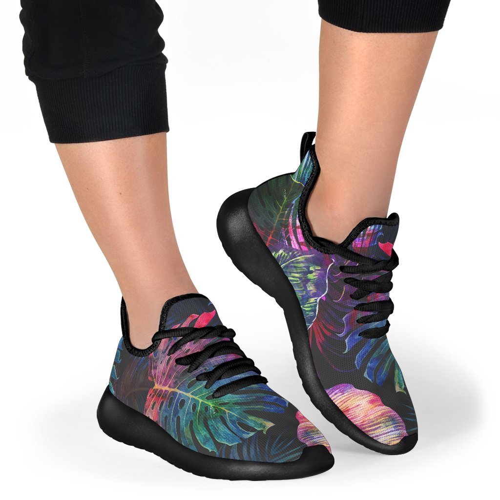 Colorful Tropical Leaves Pattern Print Mesh Knit Shoes GearFrost