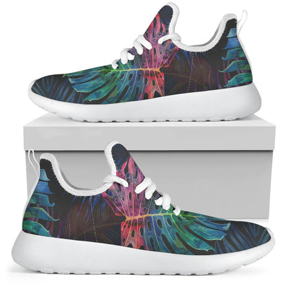 Colorful Tropical Leaves Pattern Print Mesh Knit Shoes GearFrost
