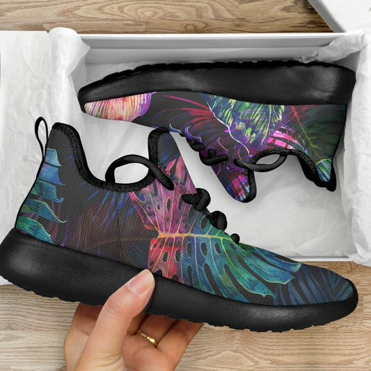 Colorful Tropical Leaves Pattern Print Mesh Knit Shoes GearFrost