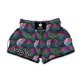 Colorful Tropical Leaves Pattern Print Muay Thai Boxing Shorts