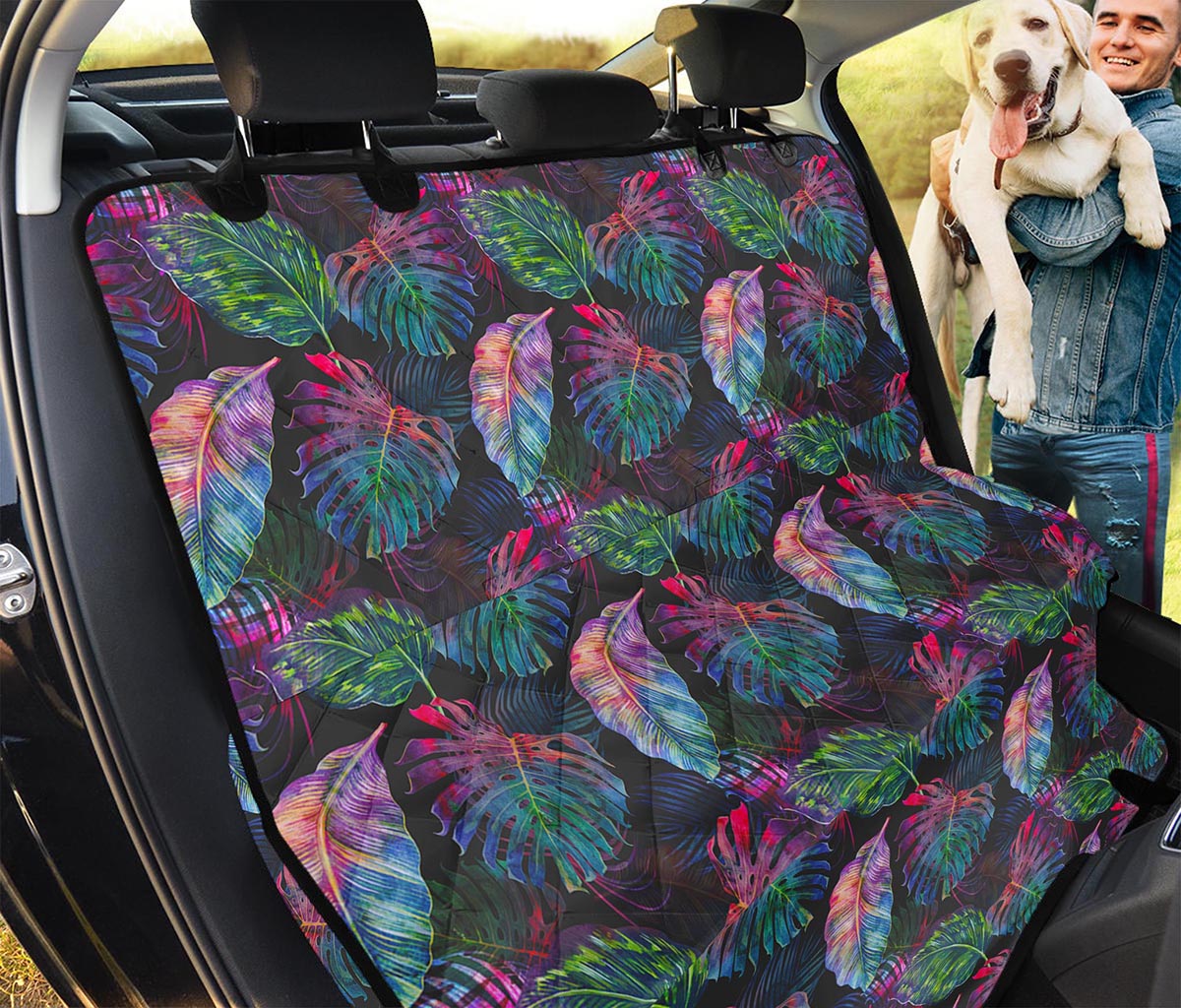Colorful Tropical Leaves Pattern Print Pet Car Back Seat Cover