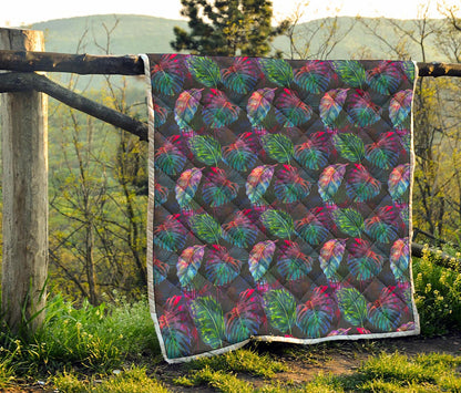 Colorful Tropical Leaves Pattern Print Quilt