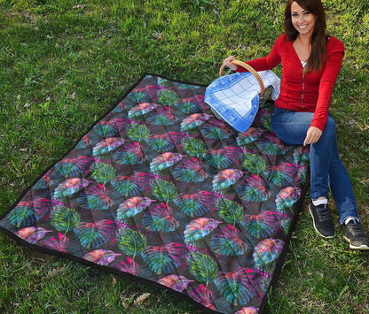 Colorful Tropical Leaves Pattern Print Quilt