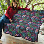 Colorful Tropical Leaves Pattern Print Quilt
