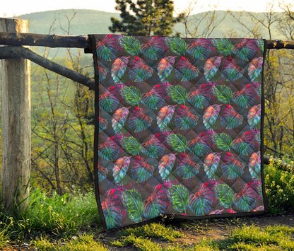 Colorful Tropical Leaves Pattern Print Quilt