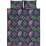 Colorful Tropical Leaves Pattern Print Quilt Bed Set