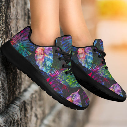 Colorful Tropical Leaves Pattern Print Sport Shoes GearFrost