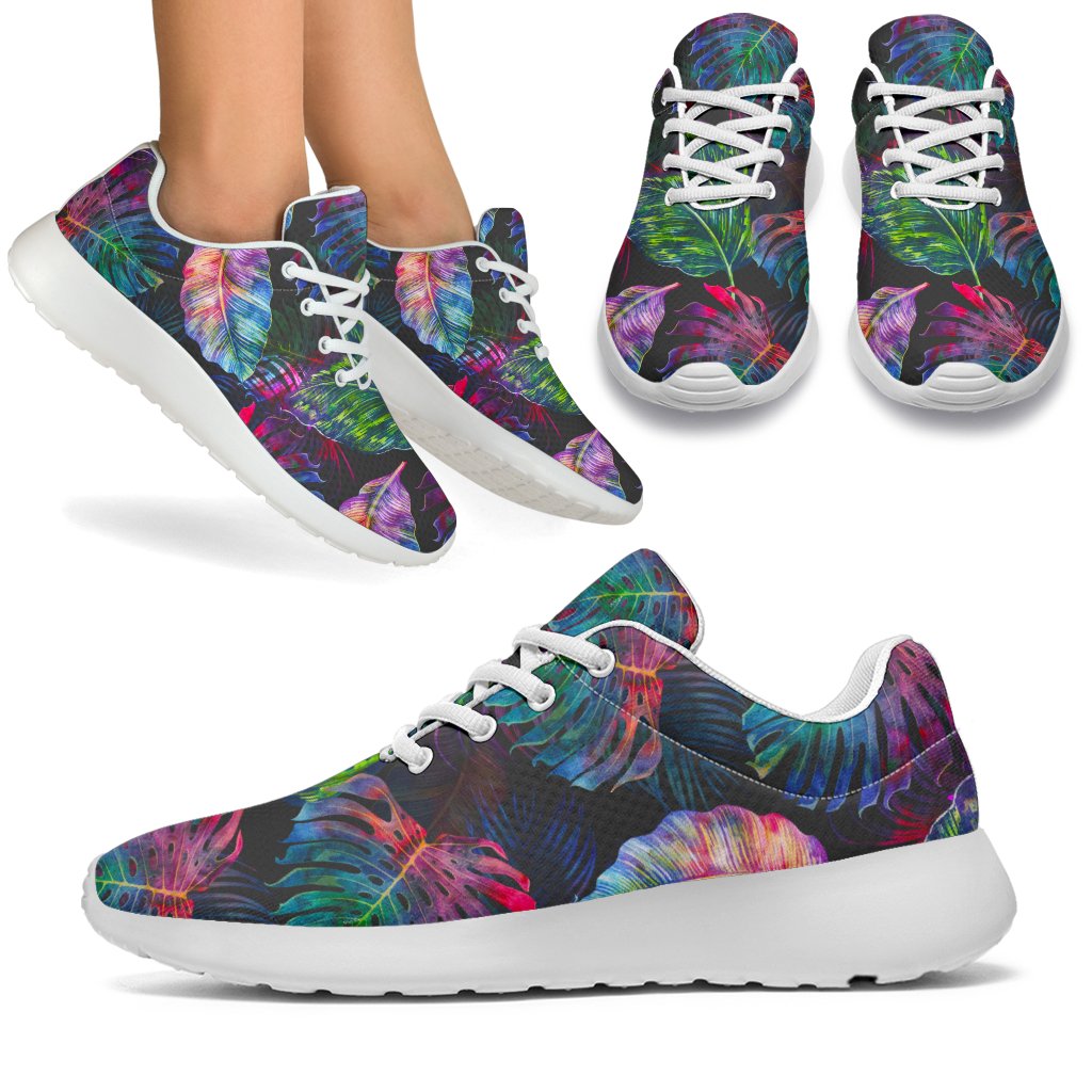 Colorful Tropical Leaves Pattern Print Sport Shoes GearFrost
