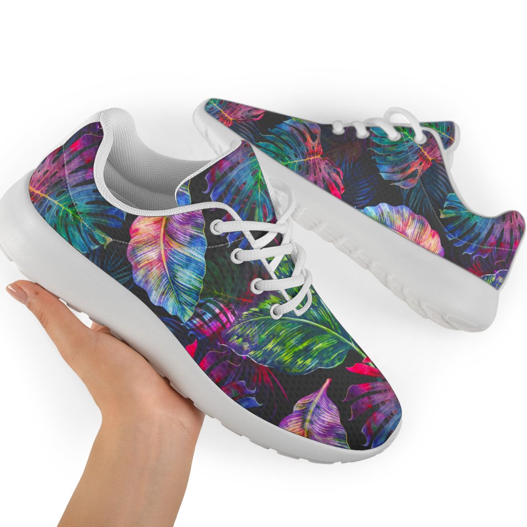 Colorful Tropical Leaves Pattern Print Sport Shoes GearFrost