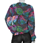 Colorful Tropical Leaves Pattern Print Women's Crewneck Sweatshirt GearFrost