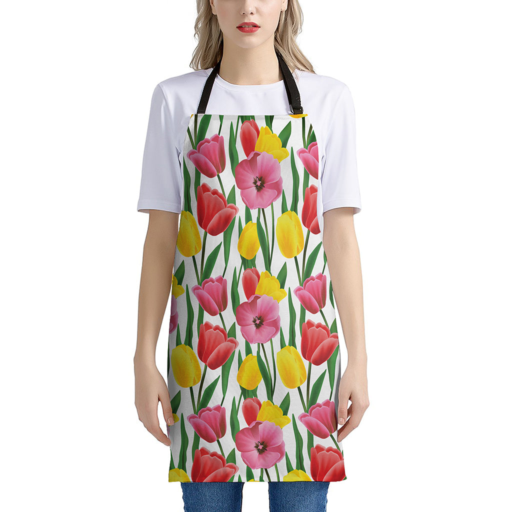 Colorful Tulip Pattern Print Apron