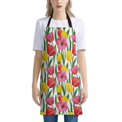 Colorful Tulip Pattern Print Apron