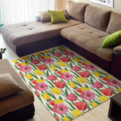 Colorful Tulip Pattern Print Area Rug