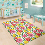 Colorful Tulip Pattern Print Area Rug