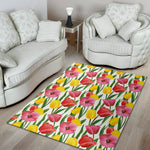 Colorful Tulip Pattern Print Area Rug