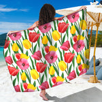 Colorful Tulip Pattern Print Beach Sarong Wrap