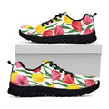Colorful Tulip Pattern Print Black Running Shoes