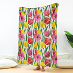 Colorful Tulip Pattern Print Blanket