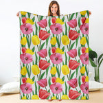 Colorful Tulip Pattern Print Blanket