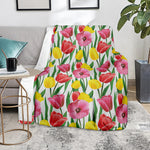 Colorful Tulip Pattern Print Blanket