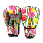 Colorful Tulip Pattern Print Boxing Gloves