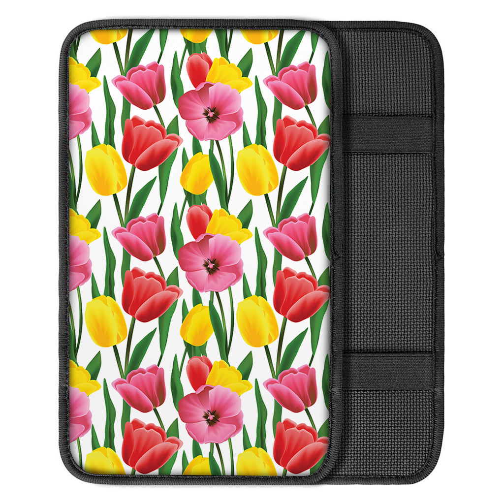 Colorful Tulip Pattern Print Car Center Console Cover