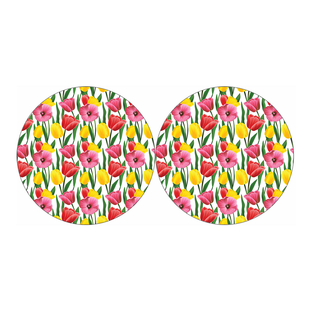 Colorful Tulip Pattern Print Car Coasters