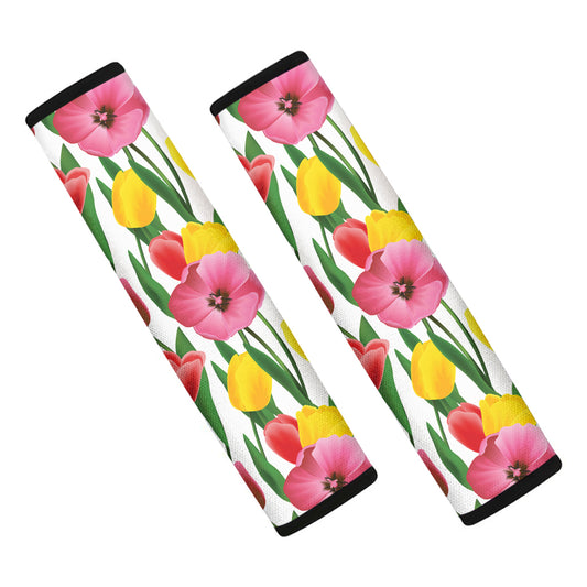 Colorful Tulip Pattern Print Car Seat Belt Covers